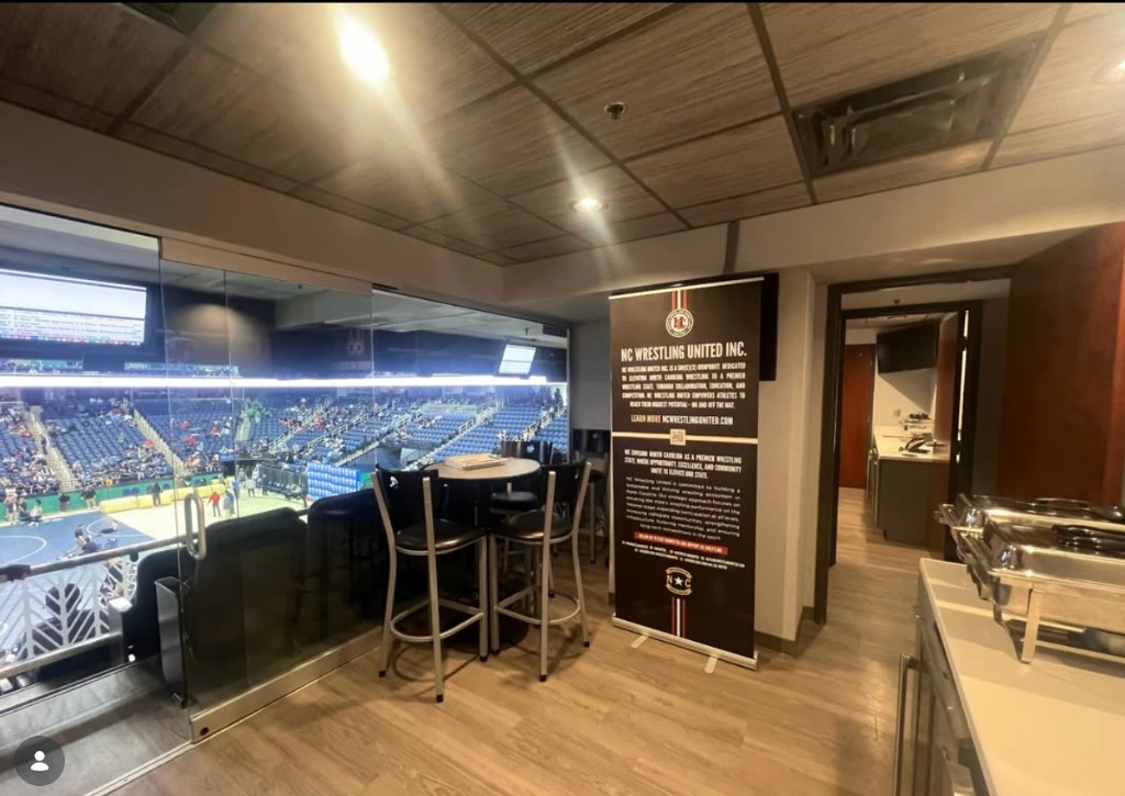 NC United College Coaches Lounge at States — view of the lounge and arena